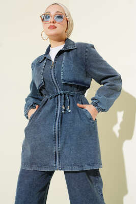 Yaka Pelerinli Fermuarlı İkili Takım Açık Mavi - İkili Takım