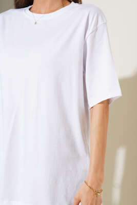 Yaka Ribanalı Basic T-shirt Beyaz - Kadın Giyim Modelleri