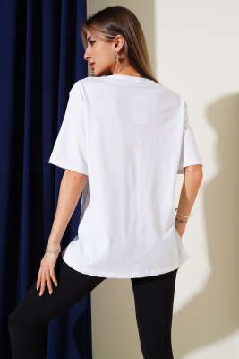 Yaka Ribanalı Basic T-shirt Beyaz - Kadın Giyim Modelleri