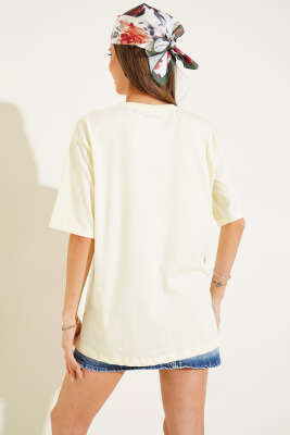 Yaka Ribanalı Basic T-shirt Sarı - Kadın Giyim Modelleri