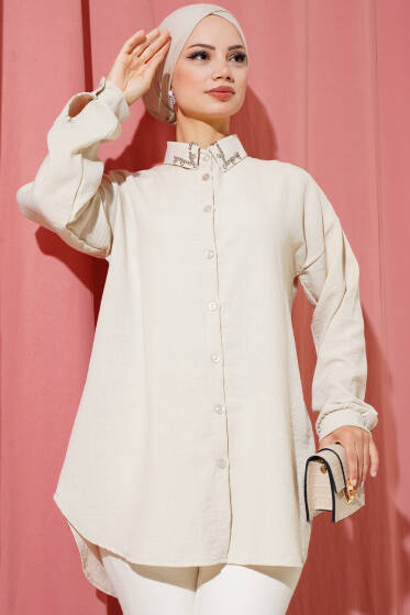 Yaka Taş İşlemeli Gömlek Taş - Gömlek