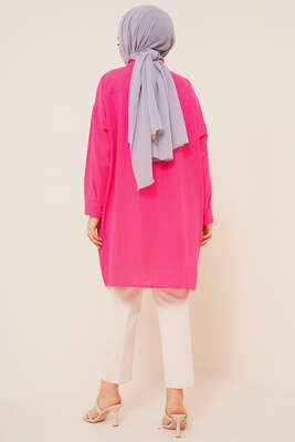 Yaka Taşlı Gömlek Fuşya - Gömlek