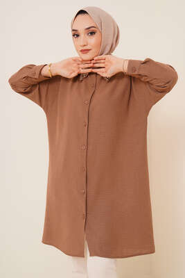 Yaka Taşlı Gömlek Kahve - Gömlek