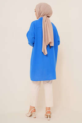 Yaka Taşlı Gömlek Saks - Gömlek