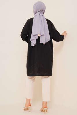 Yaka Taşlı Gömlek Siyah - Gömlek