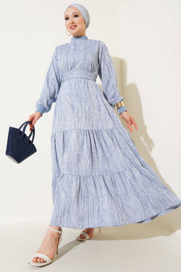 Yaka Ve Kol Ribanalı Elbise Haki Indıgo - Elbise