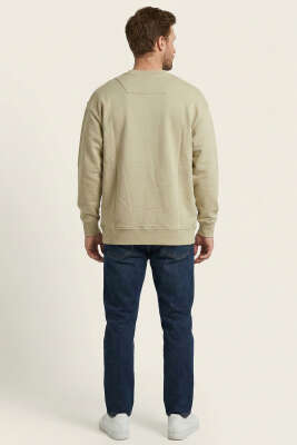 Yaka Yazılı Ribanalı Erkek Sweatshirt Yeşil - Erkek Sweatshirt