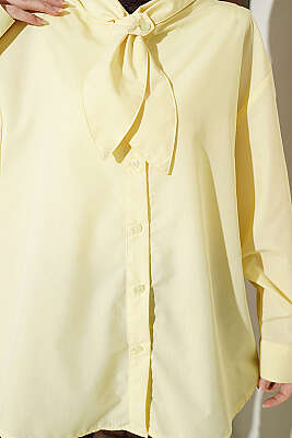 Yakası Bağcıklı Salaş Gömlek Sarı - Gömlek