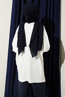 Yakası Çiçek Nakışlı Loyşa Tunik Beyaz - Tunik