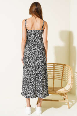 Yakası Fermuarlı Askılı Elbise Siyah - Kadın Giyim Modelleri