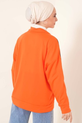 Yakası Fermuarlı Tunik Oranj - Tunik