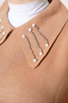 Yakası İncili Triko Jile Takım Bisküvi - Triko İkili Takım