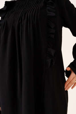 Yakası Nervürlü Tunik Siyah - Tunik