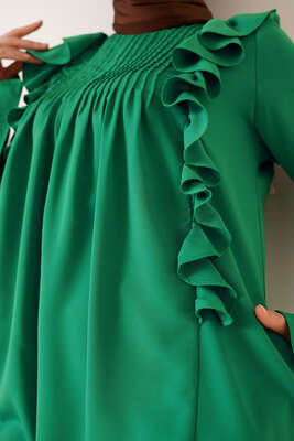 Yakası Nervürlü Tunik Zümrüt Yeşili - Tunik