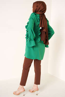 Yakası Nervürlü Tunik Zümrüt Yeşili - Tunik