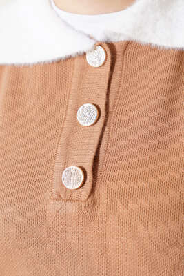 Yakası Sakallı Triko İkili Takım Bisküvi - Triko İkili Takım