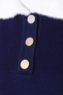 Yakası Sakallı Triko İkili Takım Lacivert - Triko İkili Takım