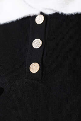 Yakası Sakallı Triko İkili Takım Siyah - Triko İkili Takım