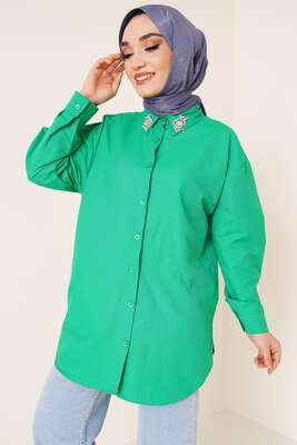 Yakası Taş Detaylı Gömlek Benetton 