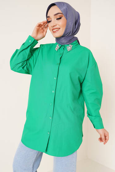 Yakası Taş Detaylı Gömlek Benetton - Gömlek