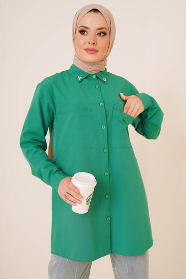 Yakası Taşlı İki Cepli Gömlek Benetton - Gömlek