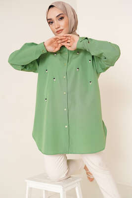 Yakası Taşlı Oversize Gömlek Benetton 