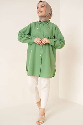 Yakası Taşlı Oversize Gömlek Benetton - Gömlek