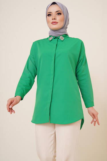 Yakası Taşlı Terikoton Gömlek Benetton - Gömlek