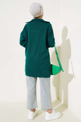 Yakası Yarım Fermuarlı Triko Tunik Nefti - Triko Tunik