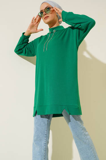 Yakası Zincir Süslemeli Burgu Tunik Benetton - Tunik