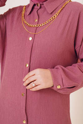 Yakası Zincirli İkili Bürümcük Takım Gül Kurusu - İKİLİ TAKIM