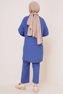 Yakası Zincirli İkili Bürümcük Takım İndigo - İKİLİ TAKIM