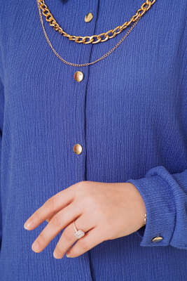 Yakası Zincirli İkili Bürümcük Takım İndigo - İKİLİ TAKIM