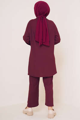 Yakası Zincirli İkili Bürümcük Takım Mürdüm - İKİLİ TAKIM