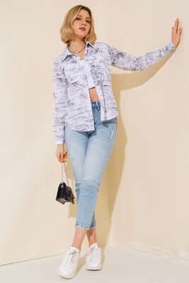 Yaldız Baskılı Gömlek Siyah - Kadın Giyim Modelleri