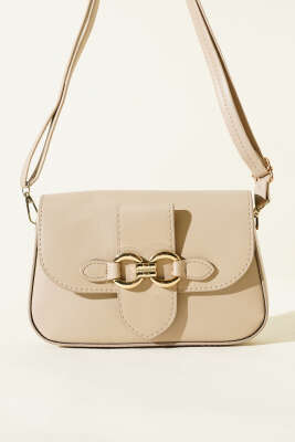 Yaldız Tokalı Kadın El Çantası Bej - Kol Çantası