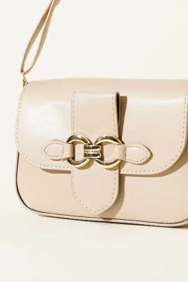 Yaldız Tokalı Kadın El Çantası Bej - Kol Çantası