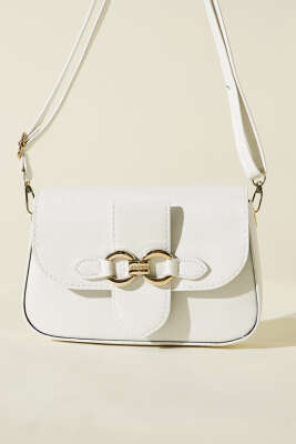 Yaldız Tokalı Kadın El Çantası Beyaz - Kol Çantası