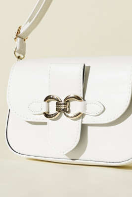 Yaldız Tokalı Kadın El Çantası Beyaz - Kol Çantası