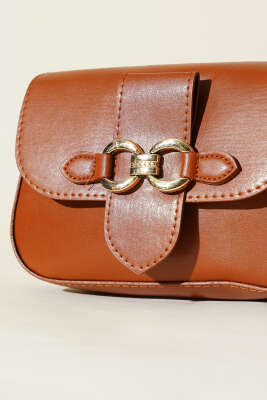 Yaldız Tokalı Kadın El Çantası Taba - Kol Çantası