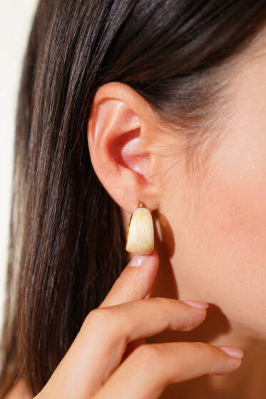 Yaldızlı Küpe Bej - Küpe