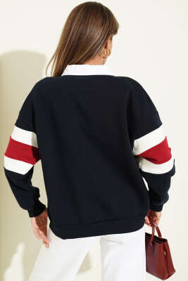 Yale Baskılı Sweatshirt Lacivert - Kadın Giyim Modelleri