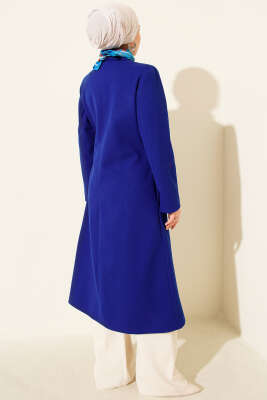 Yan Bağcıklı Kaşe Kaban Saks - Kaban