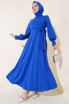 Yan Bağlamalı Elbise Saks 