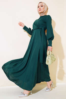 Yan Bağlamalı Elbise Zümrüt 
