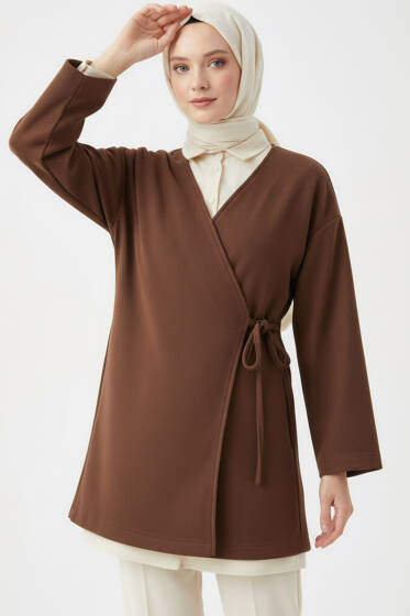 Yan Bağlamalı Kaşe Ceket Kahve - Ceket