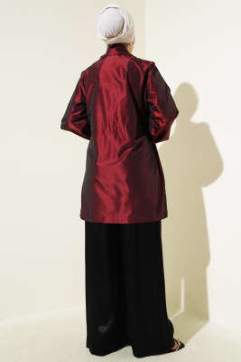 Yan Bağlamalı Parlak Tafta Ceket Bordo - 700-1000 TL Ürünler