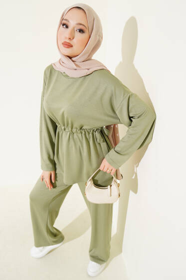 Yan Bel Büzgülü Basic İkili Takım Çağla Yeşili - İkili Takım