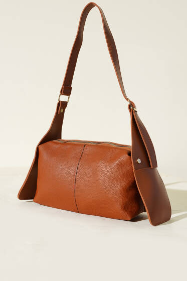 Yan Cepli Fermuarlı Çanta Taba - Kol Çantası