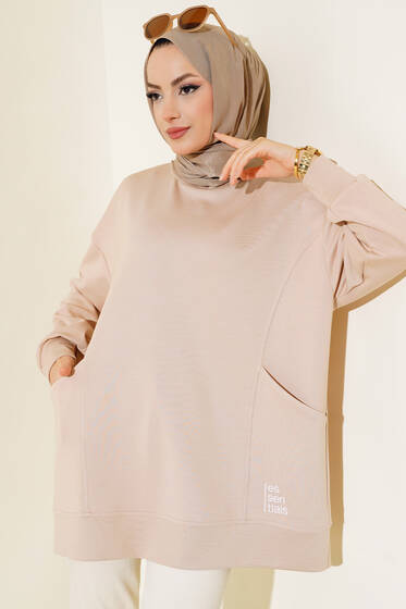 Yan Cepli Tunik Bej - Tunik